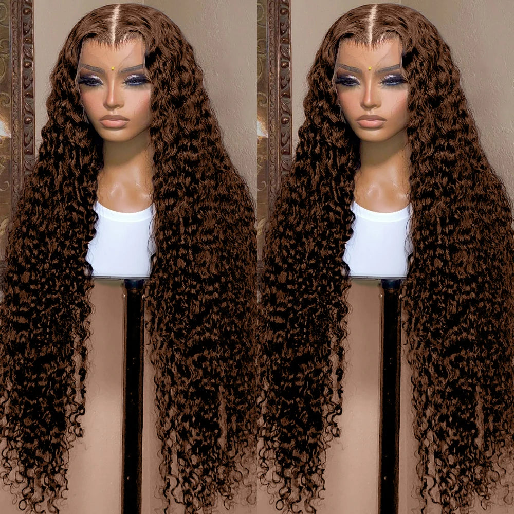 Perruque Lace Front HD ondulée brun chocolat – Cheveux humains 13x6 / 13x4