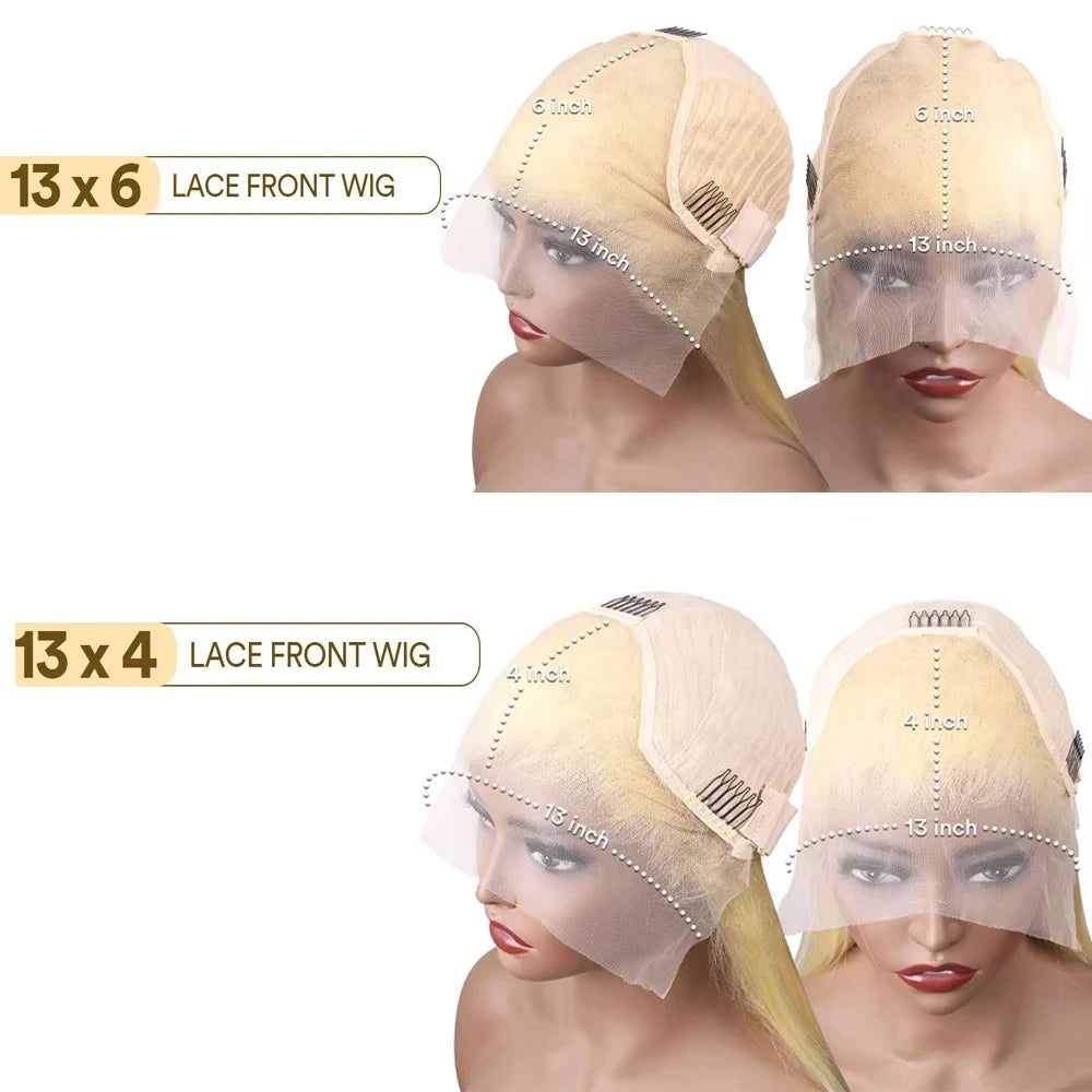 Perruque blonde 613 lisse en dentelle HD, densité 250 % – 13x6 / 13x4 