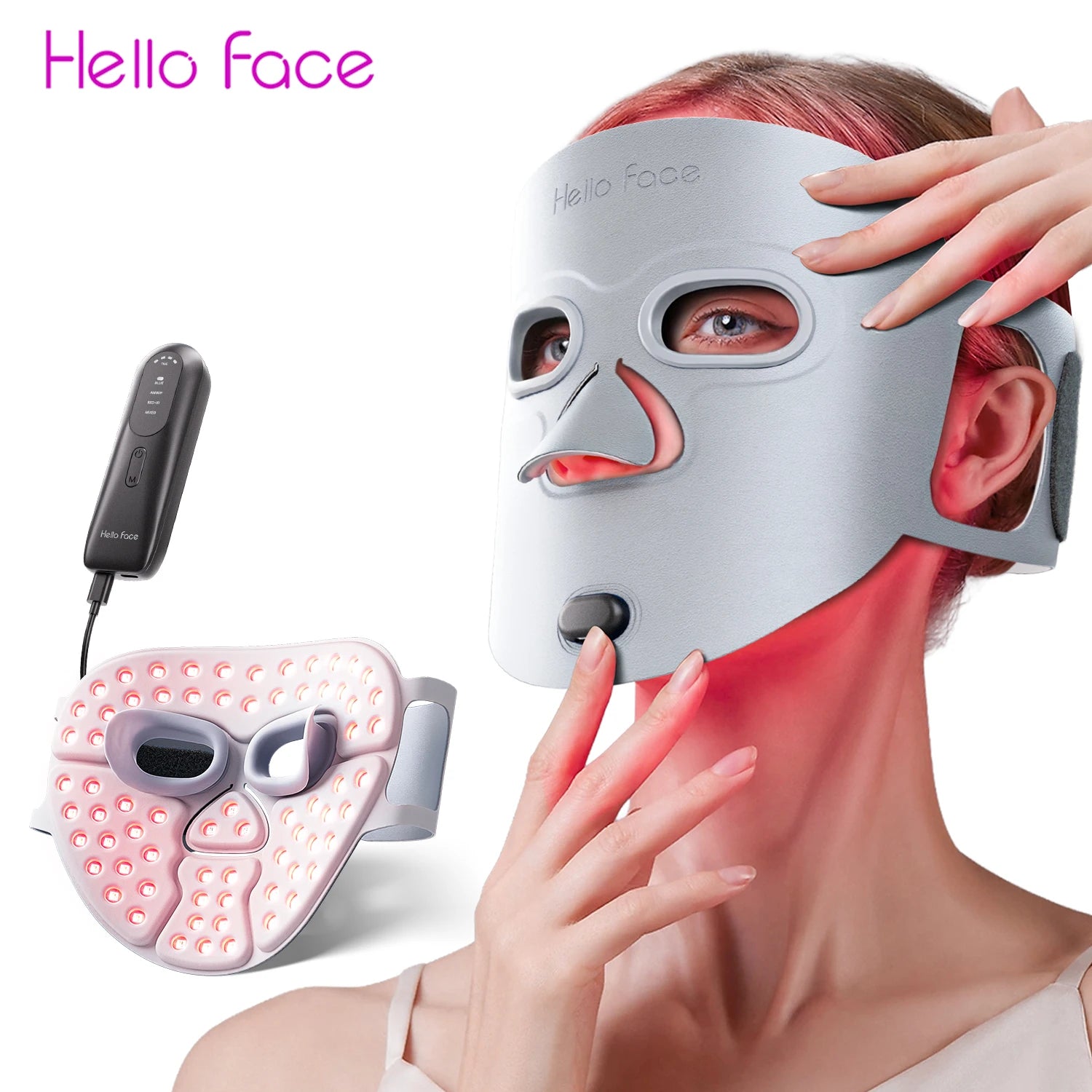 Masque de luminothérapie LED M500S, appareil de soins du visage et du cou
