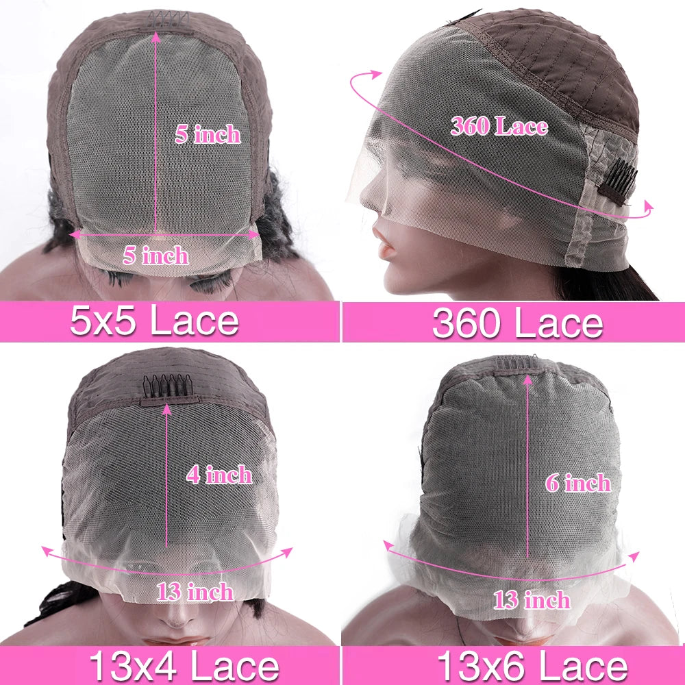 Perruque en cheveux humains ondulés transparents HD – Lace Front 13x4 / 13x6, fermeture 5x5