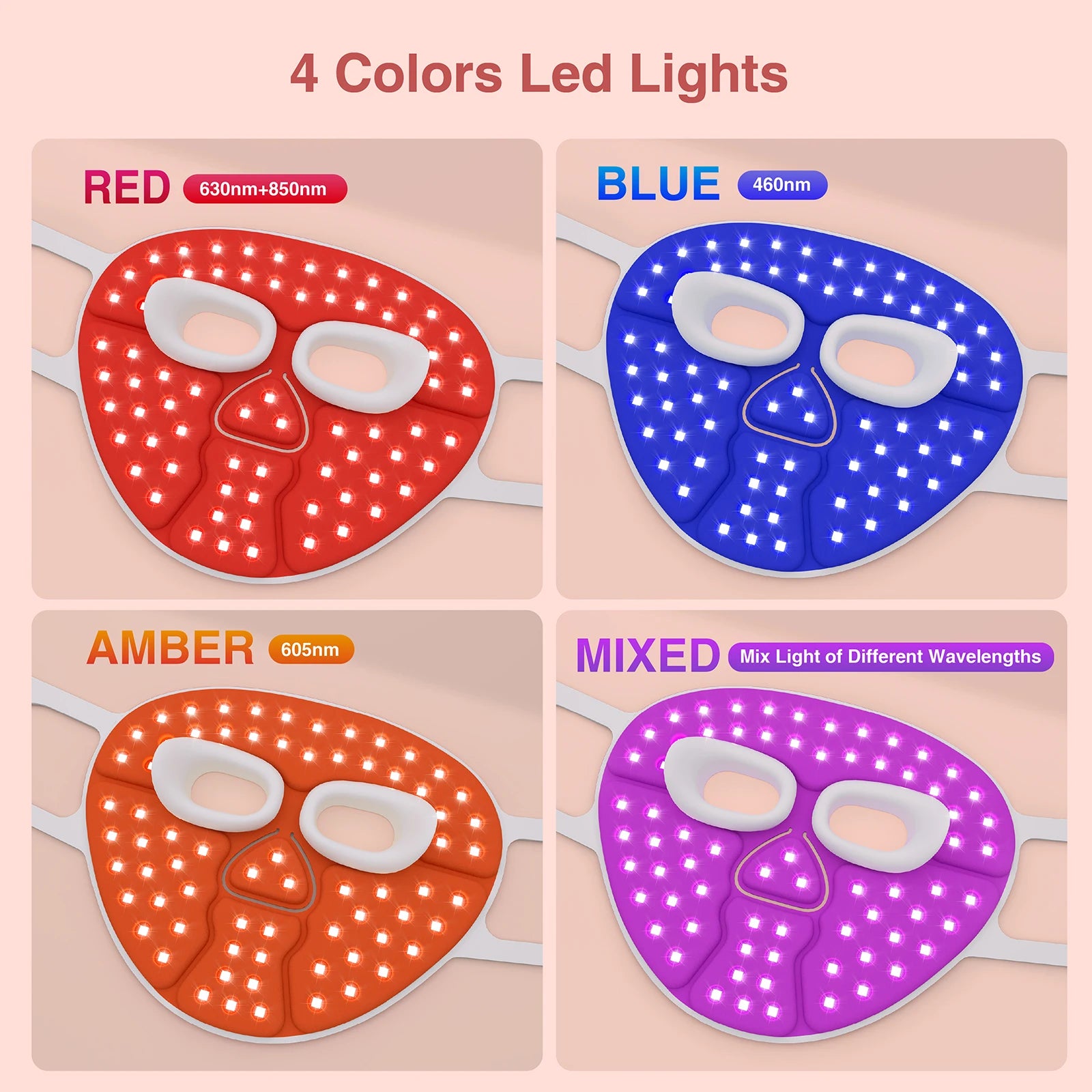 Masque de luminothérapie LED M500S, appareil de soins du visage et du cou