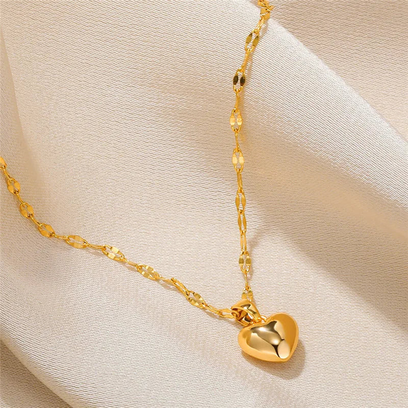 Collier pendentif cœur en acier inoxydable – Design tendance