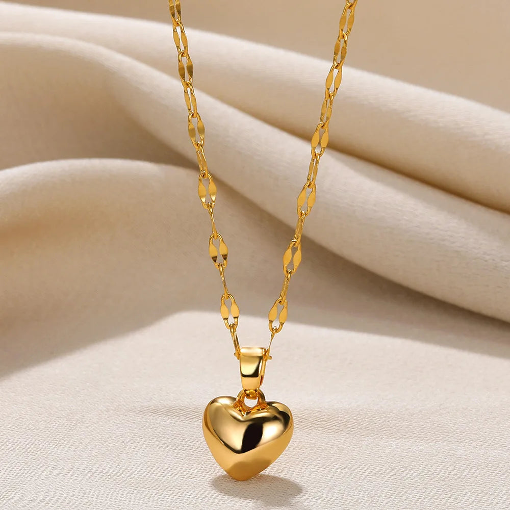 Collier pendentif cœur en acier inoxydable – Design tendance