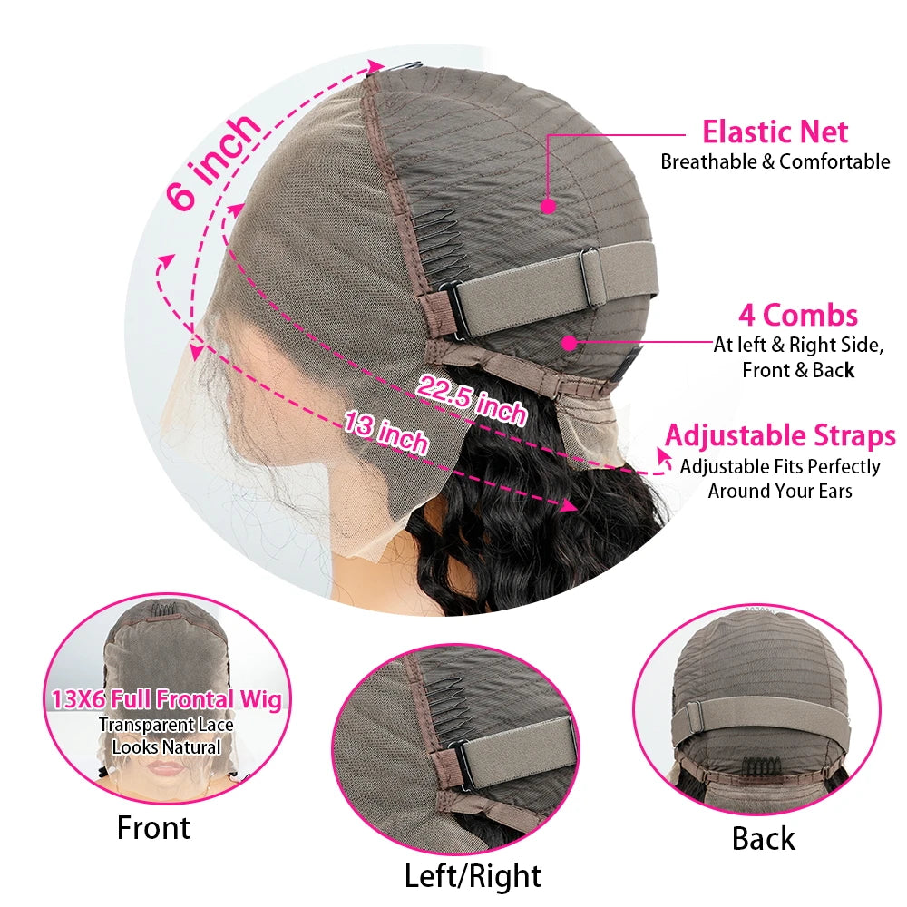 Perruque lace front HD brun chocolat 46 pouces – Cheveux humains 13x6 / 13x4