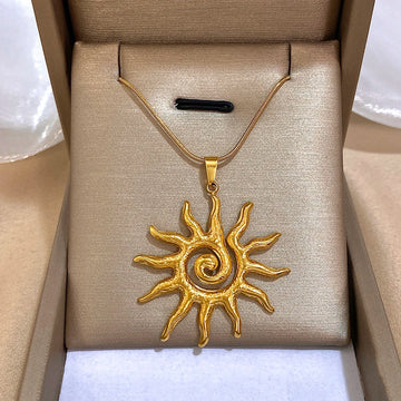 Collier pendentif soleil vintage, bijou doré tendance, cadeau pour femme
