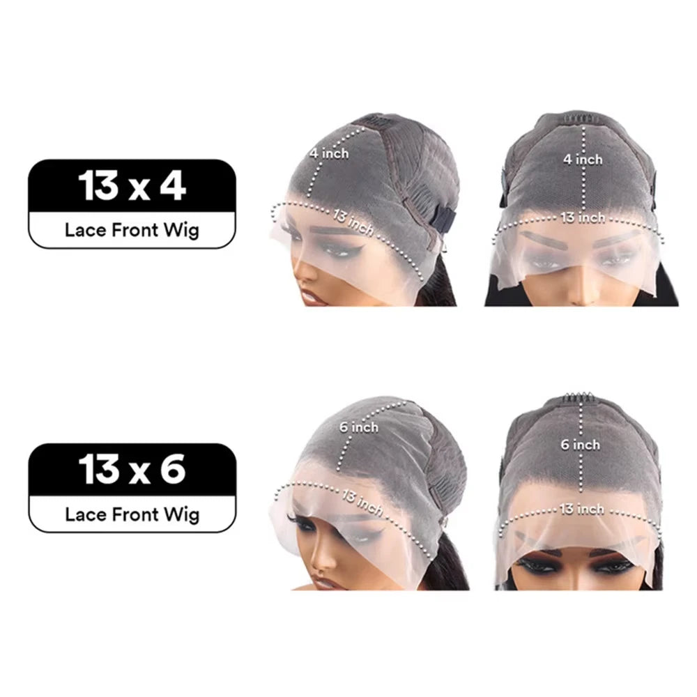 Perruque en dentelle HD ondulée profonde/ondulée de 76 à 102 cm – Lace Front 13x6 et 13x4