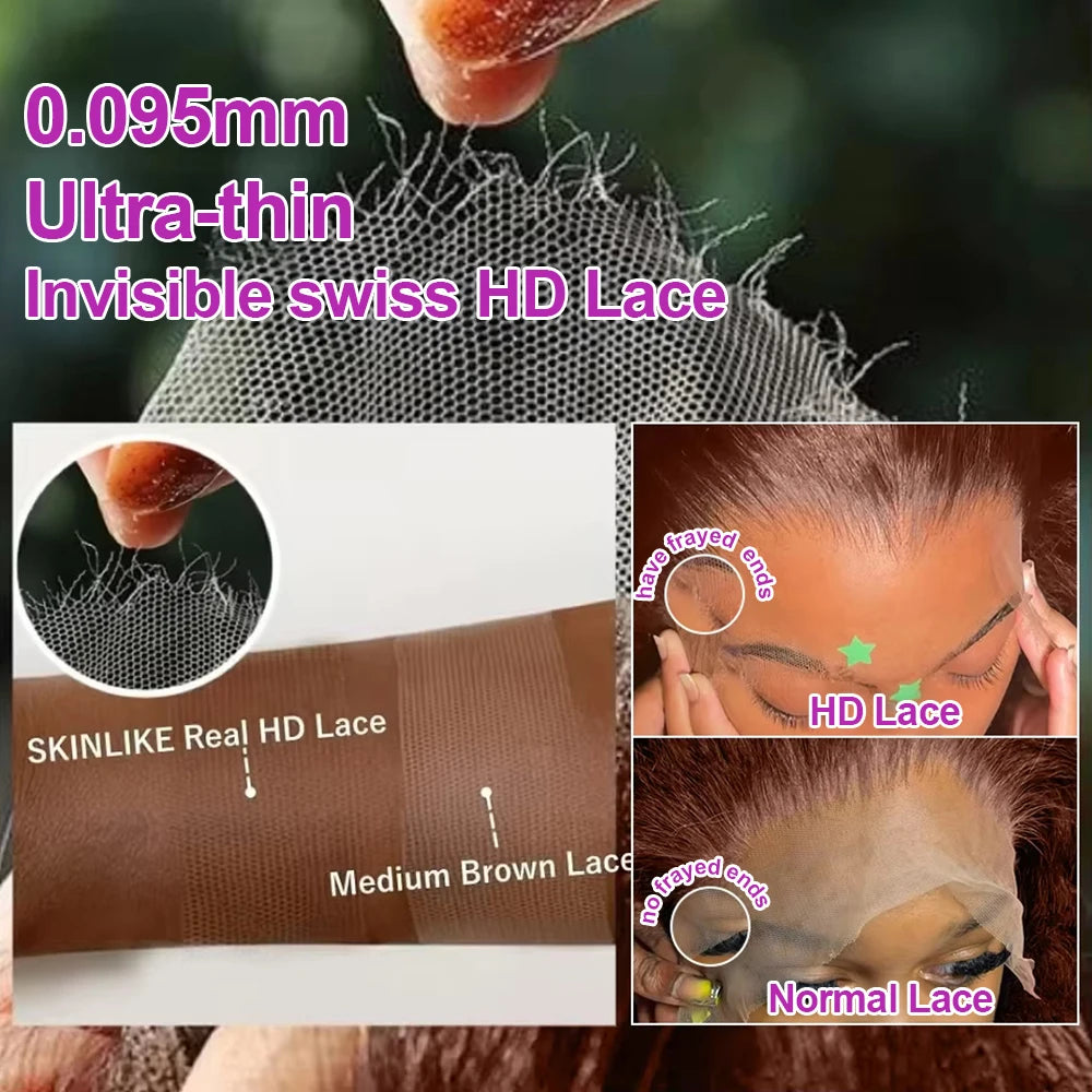 Perruque Lace Front HD ondulée brun chocolat – Cheveux humains 13x6 / 13x4