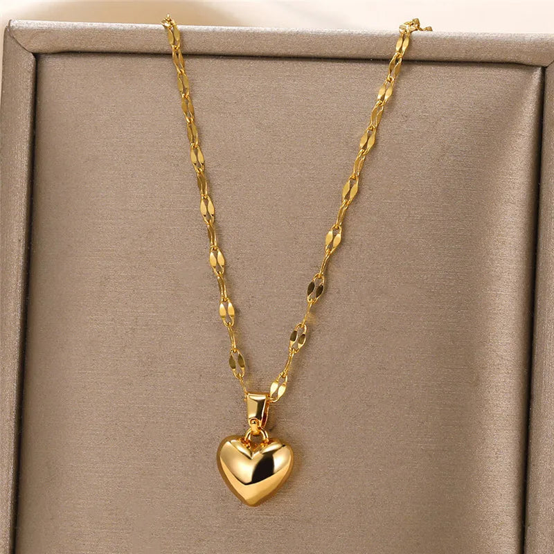 Collier pendentif cœur en acier inoxydable – Design tendance
