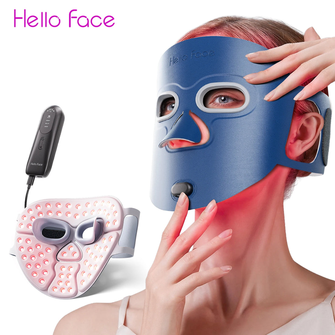 Masque de luminothérapie LED M500S, appareil de soins du visage et du cou