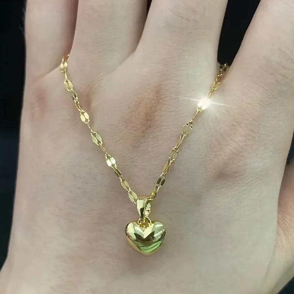 Collier pendentif cœur en acier inoxydable – Design tendance