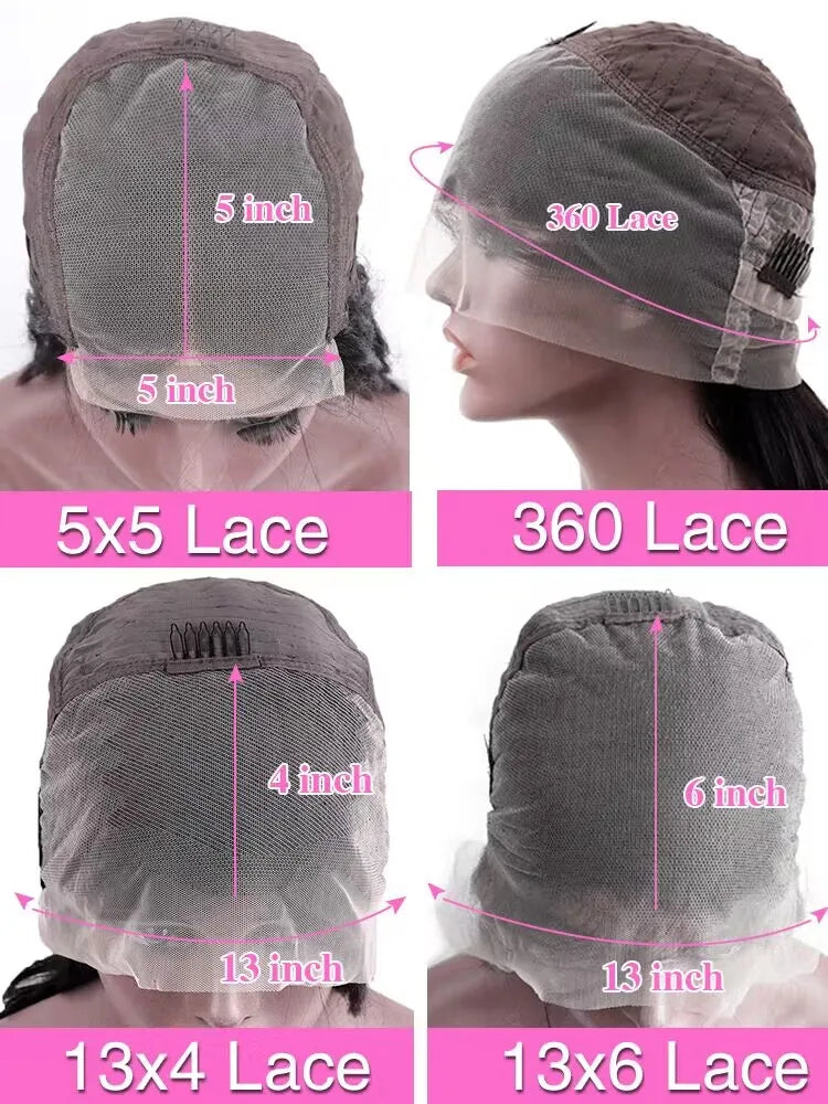 Perruque en dentelle transparente HD lisse de 40 à 46 pouces